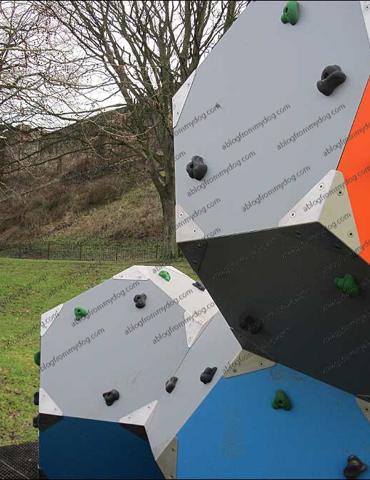 Coloured climbing equipment installed in Bitts Park