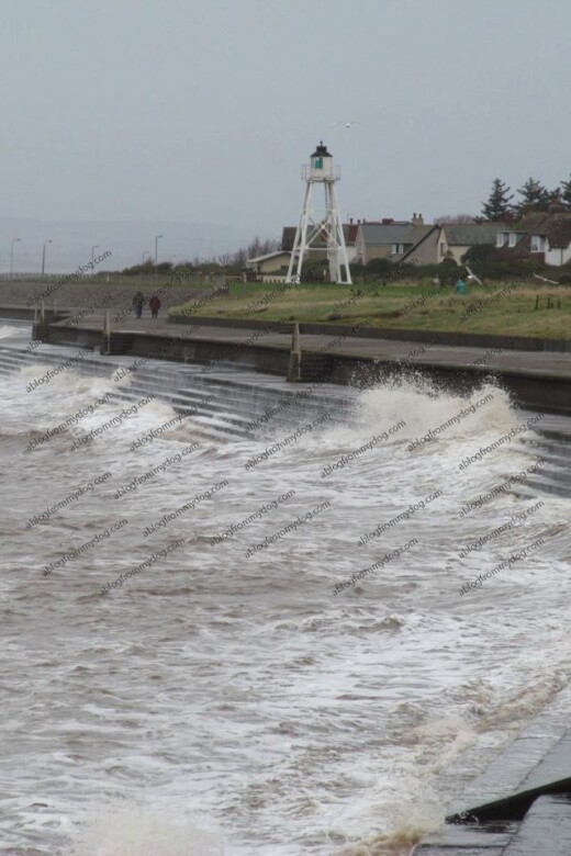 Waves batter the Silloth sea defences