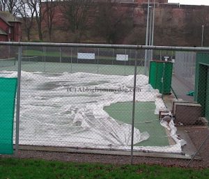 Damaged tennis dome