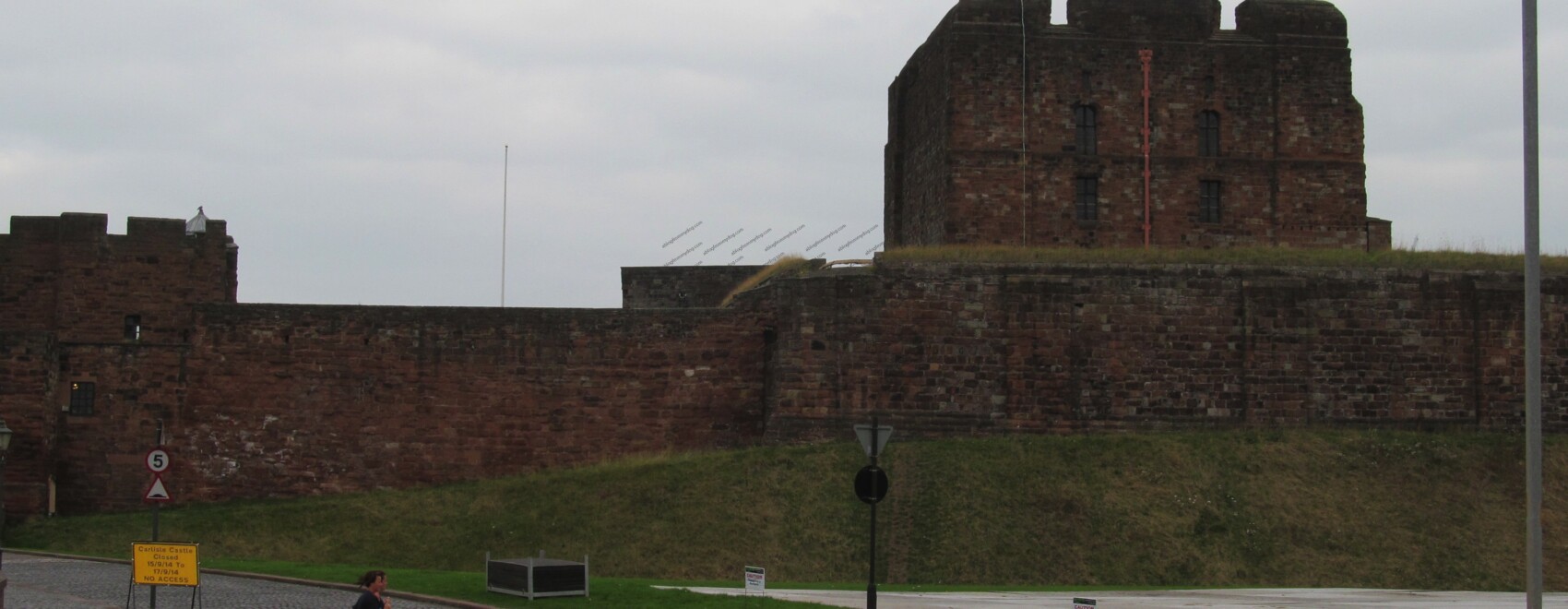A temporary road surface on the Castle lawns