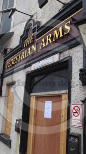 Demolition notice on door - Pedestrian Arms, Carlisle.