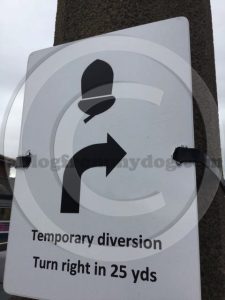 Large Acorns indicate the diversion route