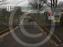 Tall metal barriers prevent access to Sheepmount Area of Carlisle