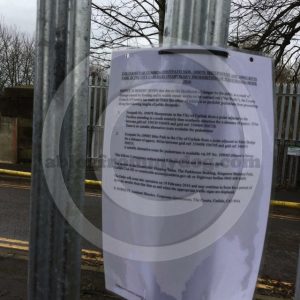 Official notice on a fence near to the closure