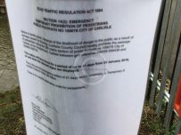 Official notice on a fence near to the closure